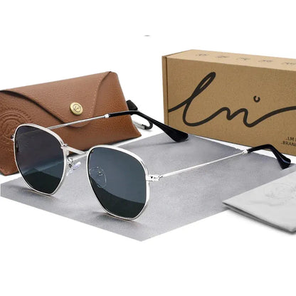 Huxley Polarized Hexagon Sunglasses – Fog