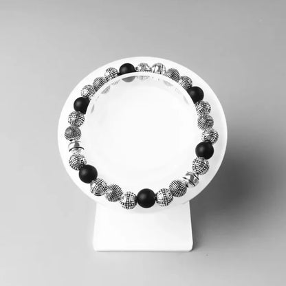 Obsidian Cross Silver Bracelet