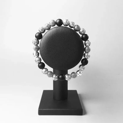 Obsidian Cross Silver Bracelet